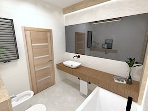 Łazienka w Pakości - Średnia bez okna z lustrem łazienka, styl minimalistyczny - zdjęcie od EŻ ARCHITECT Pracownia architektoniczna Ewelina Żuchowska