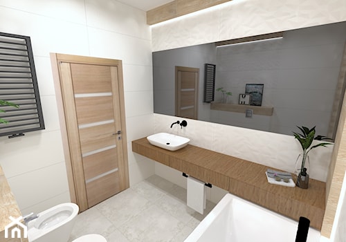 Łazienka w Pakości - Średnia bez okna z lustrem łazienka, styl minimalistyczny - zdjęcie od EŻ ARCHITECT Pracownia architektoniczna Ewelina Żuchowska