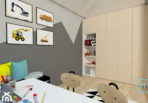 Skandynawskie M3 dla 4 os rodziny z dodatkiem koloru - Średni czarny szary pokój dziecka dla dziecka dla nastolatka dla chłopca dla dziewczynki, styl minimalistyczny - zdjęcie od MdoKwadratu