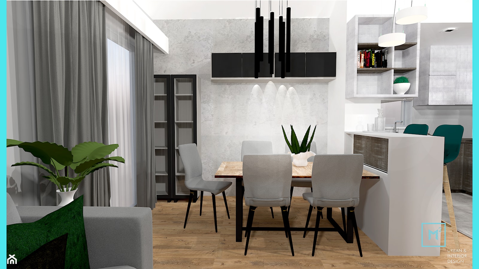 Mieszkanie z antresolą - Mała szara jadalnia w kuchni, styl industrialny - zdjęcie od MdoKwadratu - Homebook