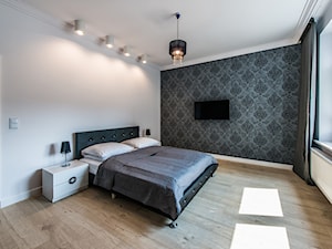 Średnia czarna szara sypialnia, styl glamour - zdjęcie od MdoKwadratu