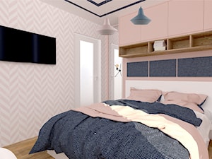 Pink And Blue dla nowoczesnej rodziny - Mała różowa szara sypialnia, styl nowoczesny - zdjęcie od MdoKwadratu