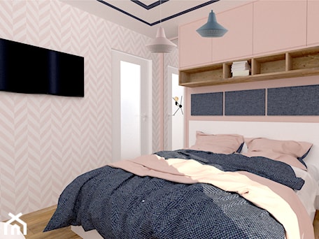 Aranżacje wnętrz - Sypialnia: Pink And Blue dla nowoczesnej rodziny - Mała różowa szara sypialnia, styl nowoczesny - MdoKwadratu. Przeglądaj, dodawaj i zapisuj najlepsze zdjęcia, pomysły i inspiracje designerskie. W bazie mamy już prawie milion fotografii!