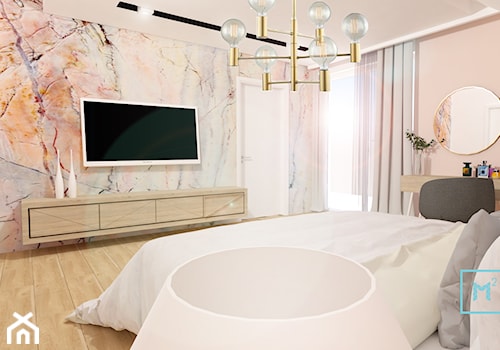 Błękit w pełni -sielsko i Skandynawsko - Średnia beżowa sypialnia, styl nowoczesny - zdjęcie od MdoKwadratu
