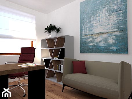 Aranżacje wnętrz - Biuro: Mieszkanie w fiolecie Pantone 2018 - Średnie w osobnym pomieszczeniu z sofą białe biuro, styl nowoczesny - MdoKwadratu. Przeglądaj, dodawaj i zapisuj najlepsze zdjęcia, pomysły i inspiracje designerskie. W bazie mamy już prawie milion fotografii!