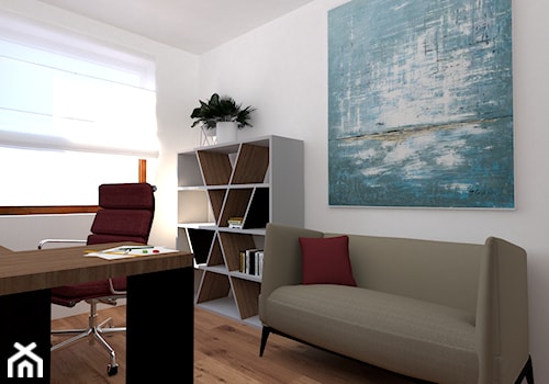 Mieszkanie w fiolecie Pantone 2018 - Średnie w osobnym pomieszczeniu z sofą białe biuro, styl nowoczesny - zdjęcie od MdoKwadratu