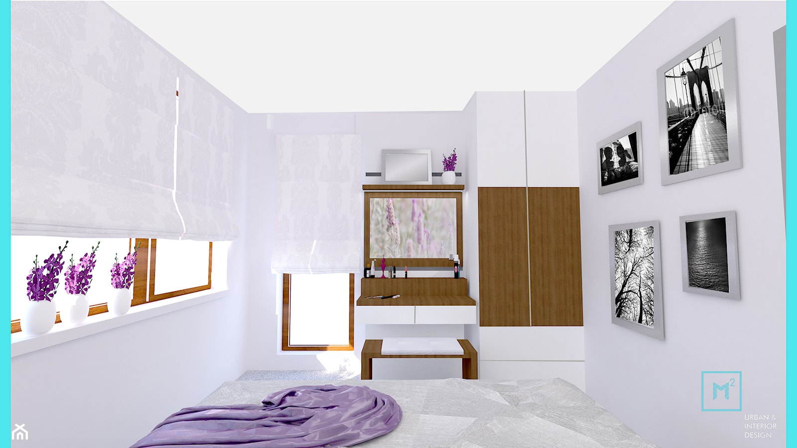 Mieszkanie w fiolecie Pantone 2018 - Średnia biała sypialnia, styl glamour - zdjęcie od MdoKwadratu - Homebook