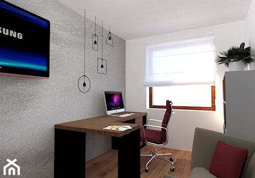 Mieszkanie w fiolecie Pantone 2018 - Średnie w osobnym pomieszczeniu z sofą szare biuro, styl minimalistyczny - zdjęcie od MdoKwadratu
