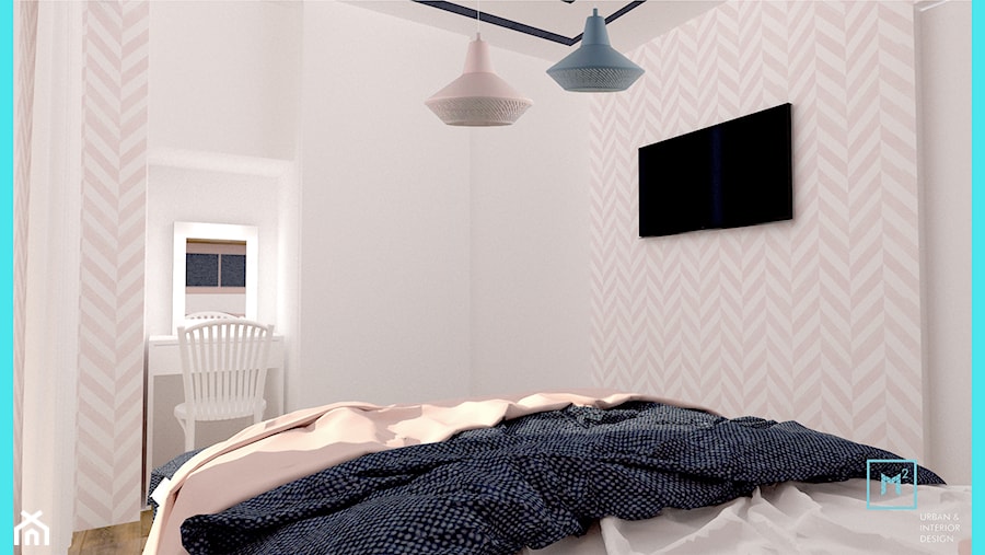 Pink And Blue dla nowoczesnej rodziny - Średnia biała sypialnia, styl skandynawski - zdjęcie od MdoKwadratu