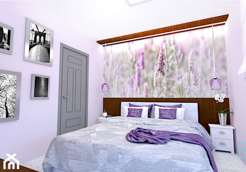 Mieszkanie w fiolecie Pantone 2018 - Mała fioletowa sypialnia, styl glamour - zdjęcie od MdoKwadratu