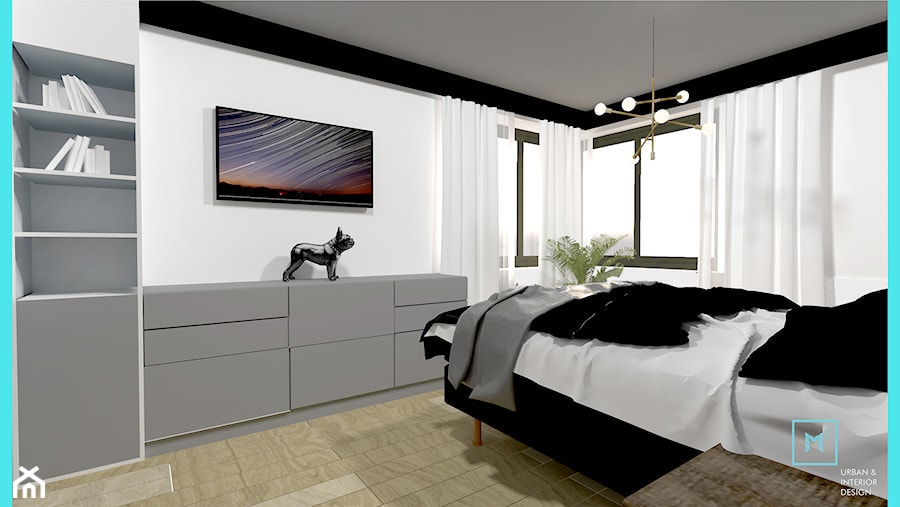 Projekt modern minimalist salon - Średnia biała sypialnia, styl minimalistyczny - zdjęcie od MdoKwadratu