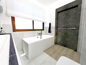 Projekt modern minimalist salon - Średnia z lustrem łazienka z oknem, styl minimalistyczny - zdjęcie od MdoKwadratu