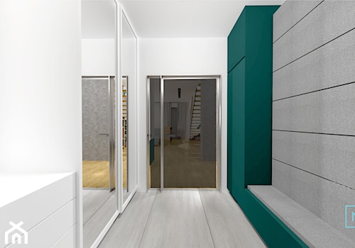 Projekt modern minimalist salon - Średni biały niebieski hol / przedpokój, styl minimalistyczny - zdjęcie od MdoKwadratu