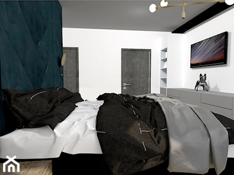 Aranżacje wnętrz - Sypialnia: Projekt modern minimalist salon - Średnia biała czarna sypialnia, styl minimalistyczny - MdoKwadratu. Przeglądaj, dodawaj i zapisuj najlepsze zdjęcia, pomysły i inspiracje designerskie. W bazie mamy już prawie milion fotografii!