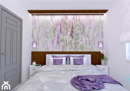 Mieszkanie w fiolecie Pantone 2018 - Mała biała sypialnia, styl glamour - zdjęcie od MdoKwadratu