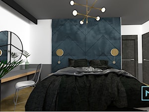 Projekt modern minimalist salon - Mała biała szara sypialnia, styl minimalistyczny - zdjęcie od MdoKwadratu