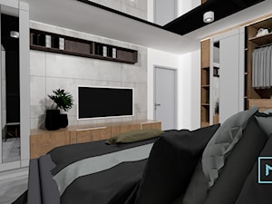 Black & White - Duża biała szara sypialnia, styl nowoczesny - zdjęcie od MdoKwadratu
