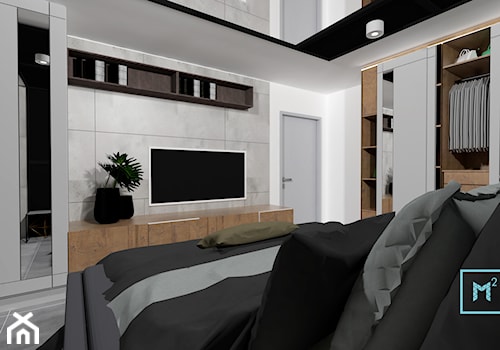 Black & White - Duża biała szara sypialnia, styl nowoczesny - zdjęcie od MdoKwadratu