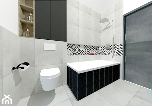 Projekt modern minimalist salon - Średnia bez okna łazienka, styl minimalistyczny - zdjęcie od MdoKwadratu