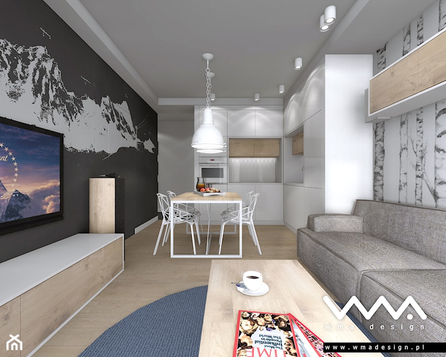 salon z aneksem i górami - zdjęcie od WMA Design