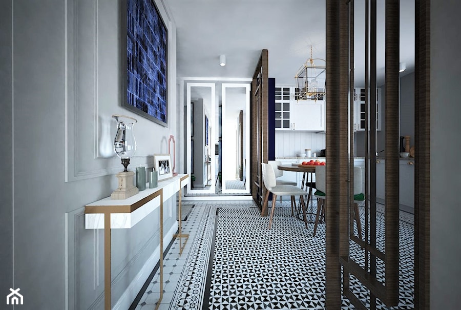 Mieszkanie na Bemowie z akcentem Indigo - Hol / przedpokój, styl nowoczesny - zdjęcie od Latre DESIGN