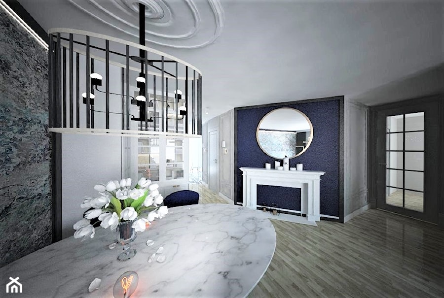 Mieszkanie na Bemowie z akcentem Indigo - Salon, styl tradycyjny - zdjęcie od Latre DESIGN