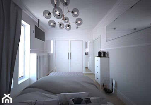 Mieszanka stylów z domieszką medzi w jednym mieszkaniu - Średnia szara sypialnia, styl glamour - zdjęcie od Latre DESIGN