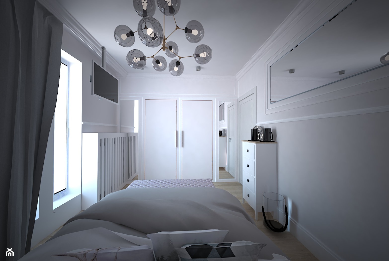Mieszanka stylów z domieszką medzi w jednym mieszkaniu - Średnia szara sypialnia, styl glamour - zdjęcie od Latre DESIGN - Homebook