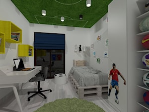 Piłkarski pokój chłopca - Średni biały pokój dziecka dla dziecka dla nastolatka dla chłopca dla dziewczynki - zdjęcie od Latre DESIGN