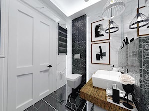 Marmurowa, czarno-biała łazienka - Łazienka, styl nowoczesny - zdjęcie od Latre DESIGN