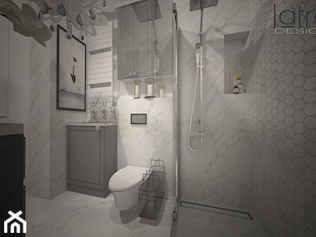 Aranżacje wnętrz - Łazienka: Marmurowa łazienka z mozaiką w kształcie heksagonów - Latre DESIGN. Przeglądaj, dodawaj i zapisuj najlepsze zdjęcia, pomysły i inspiracje designerskie. W bazie mamy już prawie milion fotografii!