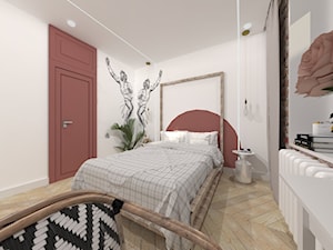 Mieszkanie w kamienicy na Starej Pradze - Średnia biała brązowa z biurkiem sypialnia - zdjęcie od Latre DESIGN