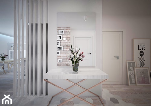 Mieszanka stylów z domieszką medzi w jednym mieszkaniu - Średni beżowy biały hol / przedpokój, styl nowoczesny - zdjęcie od Latre DESIGN