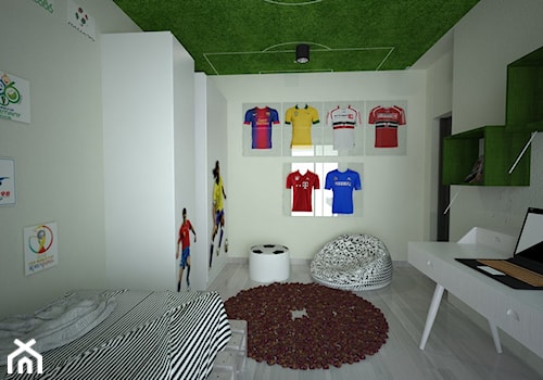 Piłkarski pokój chłopca - Średni biały pokój dziecka dla nastolatka dla chłopca - zdjęcie od Latre DESIGN