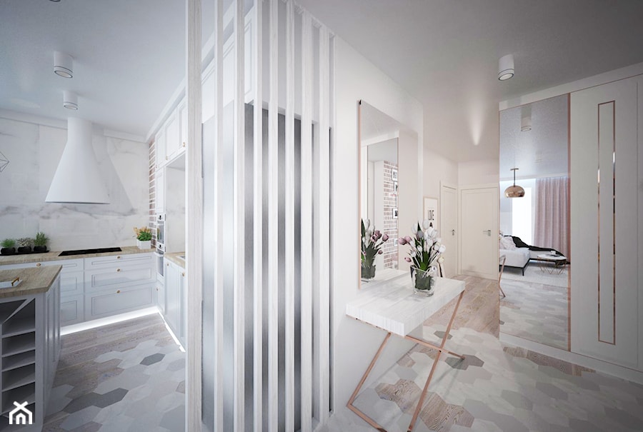 Mieszanka stylów z domieszką medzi w jednym mieszkaniu - Średni biały hol / przedpokój, styl nowoczesny - zdjęcie od Latre DESIGN