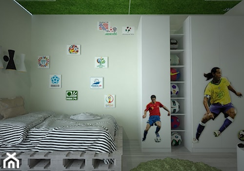 Piłkarski pokój chłopca - Mały biały pokój dziecka dla dziecka dla nastolatka dla chłopca dla dziewczynki - zdjęcie od Latre DESIGN