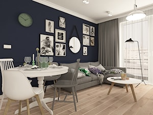 MONTO 60 PRZEBARWIANE WE FRANCUSKIM STYLU - Mały niebieski salon z jadalnią, styl glamour - zdjęcie od MONTO lustra w skórzanej oprawie