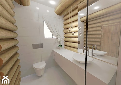 Mała łazienka w domu z bali - Średnia z punktowym oświetleniem łazienka z oknem, styl rustykalny - zdjęcie od MProjektStudio