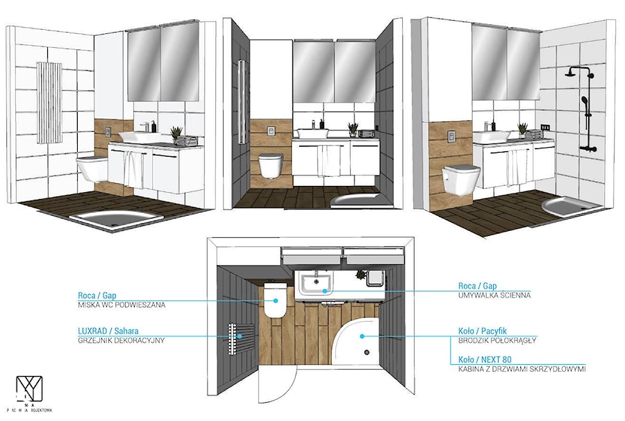 / SMALL BATHROOM / - Łazienka, styl nowoczesny - zdjęcie od NWA Pracownia Projektowa