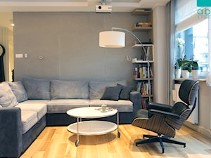 apartament 2+2 - Średni biały szary salon, styl nowoczesny - zdjęcie od abostudio