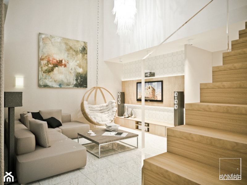 Projekt mieszkanie Leśnica- Wrocław - Salon, styl nowoczesny - zdjęcie od studio BOMBE