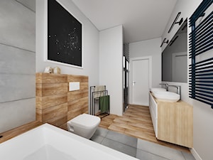 Rembertów - Duża bez okna z lustrem z dwoma umywalkami łazienka, styl nowoczesny - zdjęcie od mamplan