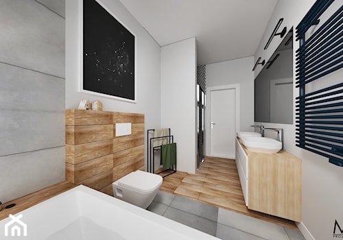 Rembertów - Duża bez okna z lustrem z dwoma umywalkami łazienka, styl nowoczesny - zdjęcie od mamplan