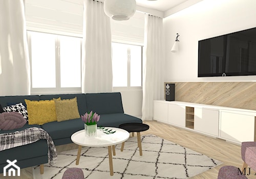 Apartament z XIX w. - Średni biały salon, styl tradycyjny - zdjęcie od mj-atelier.com