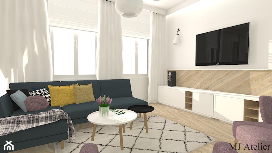 Apartament z XIX w. - Średni biały salon, styl tradycyjny - zdjęcie od mj-atelier.com