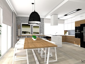 Projekt Klara - Duża szara jadalnia w kuchni, styl nowoczesny - zdjęcie od mj-atelier.com