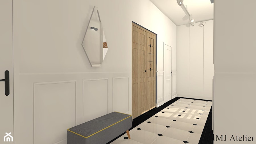 Apartament z XIX w. - Średni biały hol / przedpokój, styl tradycyjny - zdjęcie od mj-atelier.com