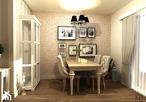 Dom z antresolą - Średnia beżowa jadalnia jako osobne pomieszczenie, styl prowansalski - zdjęcie od mj-atelier.com
