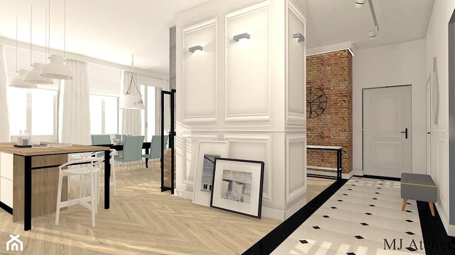 Apartament z XIX w. - Średni szary hol / przedpokój, styl tradycyjny - zdjęcie od mj-atelier.com