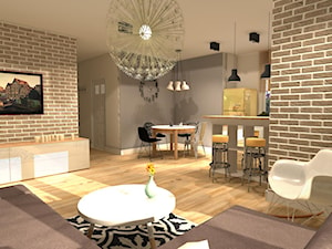 Apartament z czerwoną cegłą - Salon, styl nowoczesny - zdjęcie od mj-atelier.com